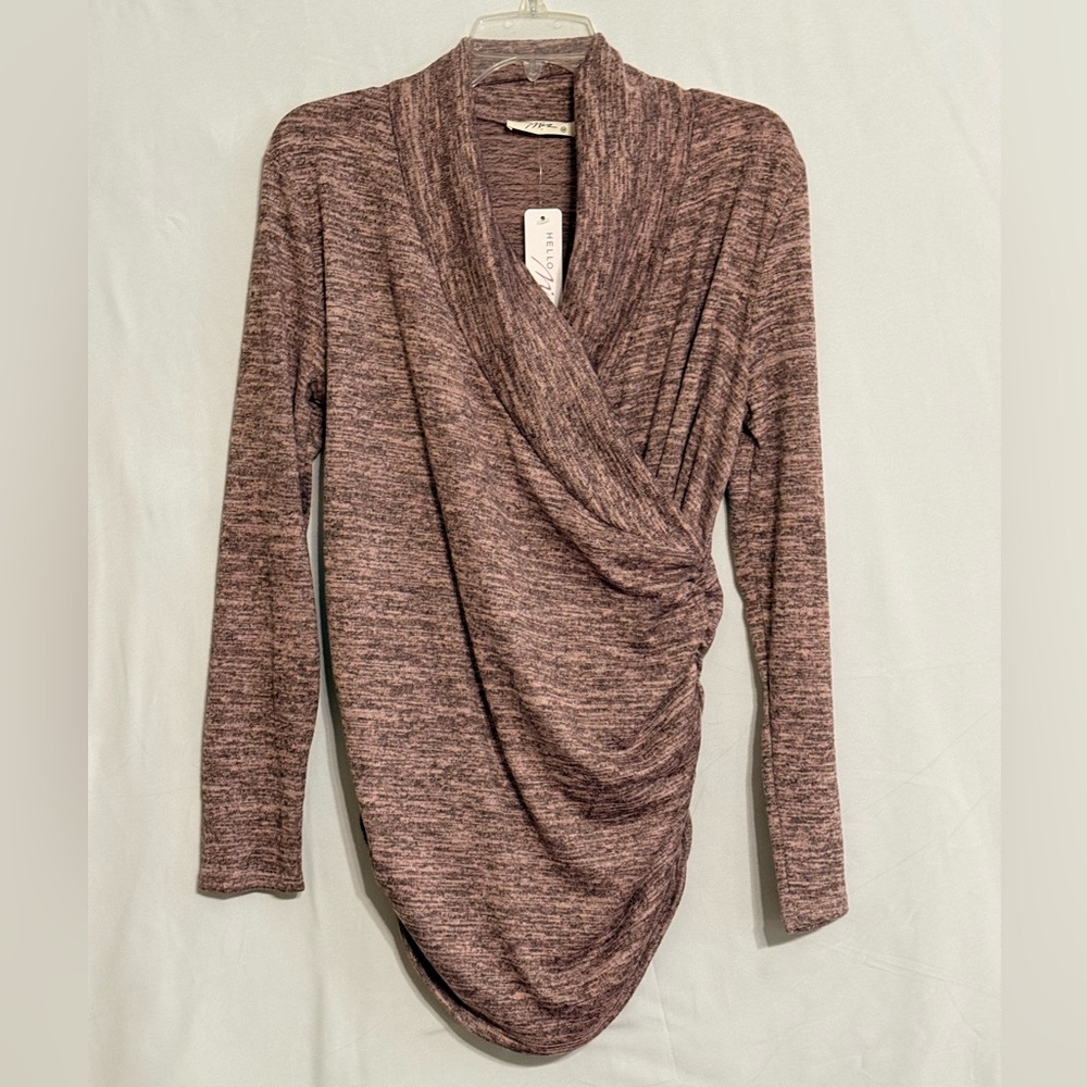 NWT Hello MIZ Maternity Pink Heathered Knit Top Size Medium